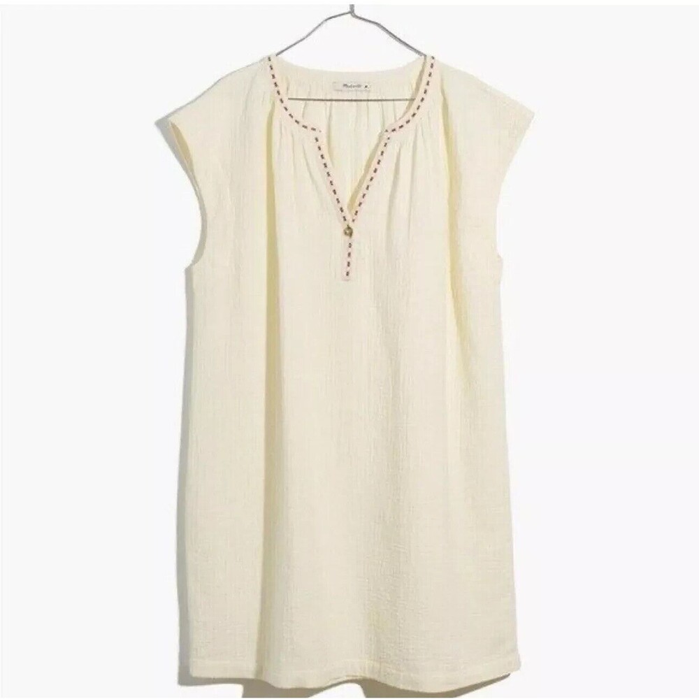 Madewell Embroidered Lightestspun Cover-Up Tunic Gauze Size XS/S Swim Beach Boat